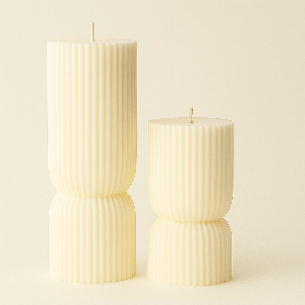 Pillars to Elysium | Ribbed pillar statue candles home decor and centerpieces
