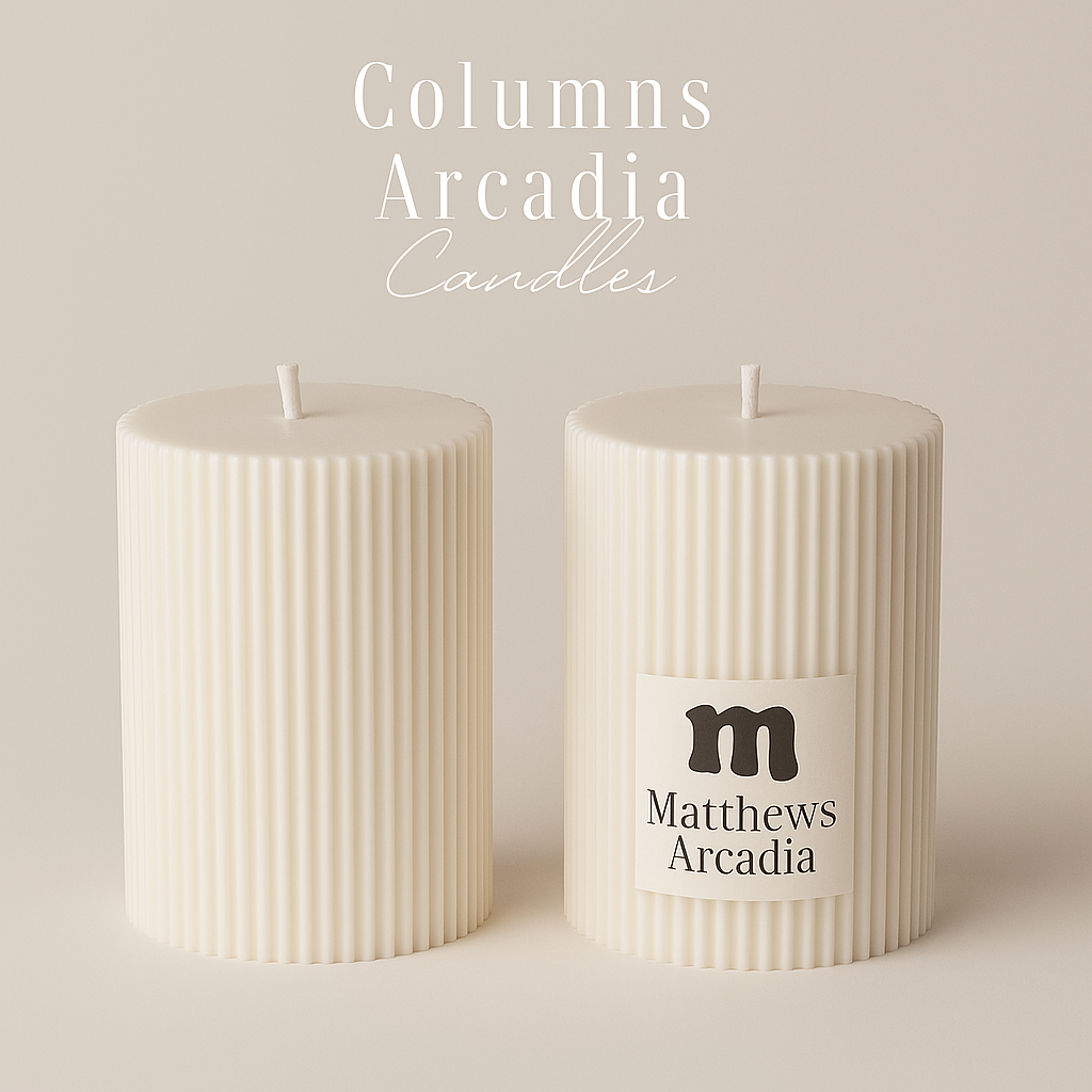 Columns Arcadia | Ribbed wide column candle pillar set | Scented home decor