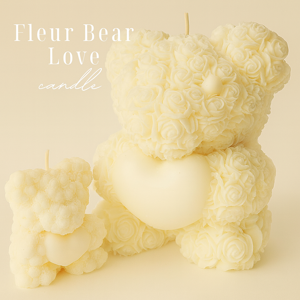 Fleur Bear Love Candle – Rose Teddy Bear Candle, Romantic Gift, Aesthetic Home Decor
