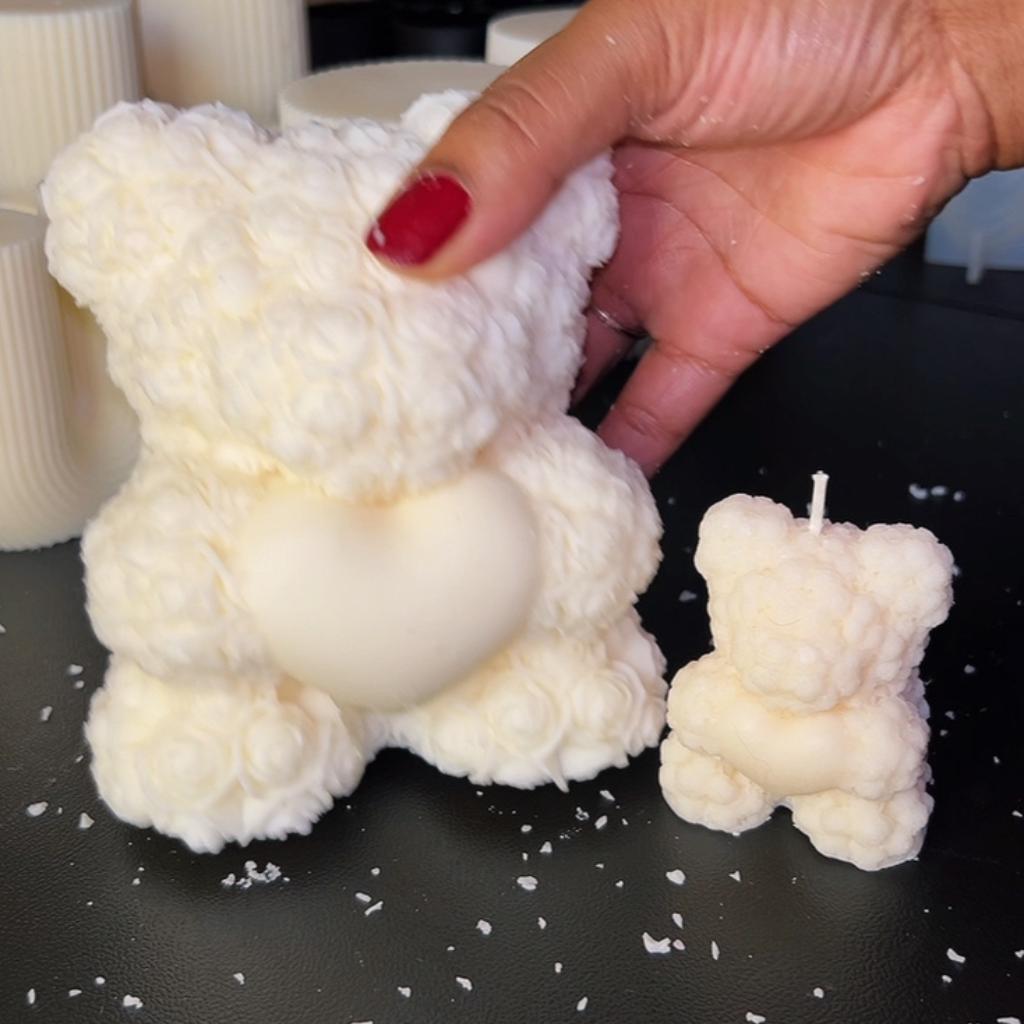 Fleur Bear Love Candle – Rose Teddy Bear Candle, Romantic Gift, Aesthetic Home Decor